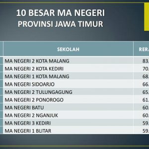 Peringkat UNBK 2019 MAN 2 Ponorogo