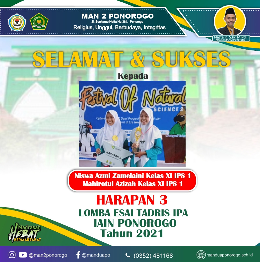 Siswa MAN 2 Ponorogo Unjuk Aksi di Lomba Esai IPA Tadris IAIN Ponorogo