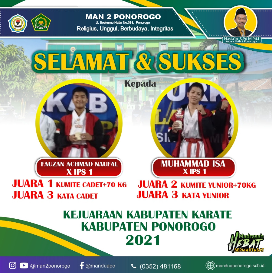 Siswa MAN 2 Ponorogo Raih Juara di Kejurkab Karate 2021