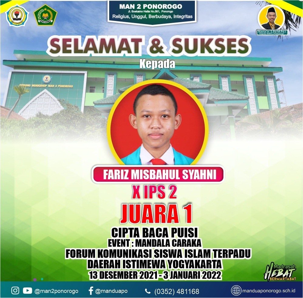 Motivasi Yang Tinggi Jadikan Faris Juara I Cipta Baca Puisi