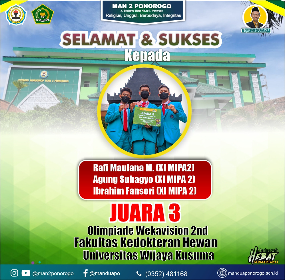 Tim MAN 2 Ponorogo Raih Juara 3 Olimpiade Wekavision
