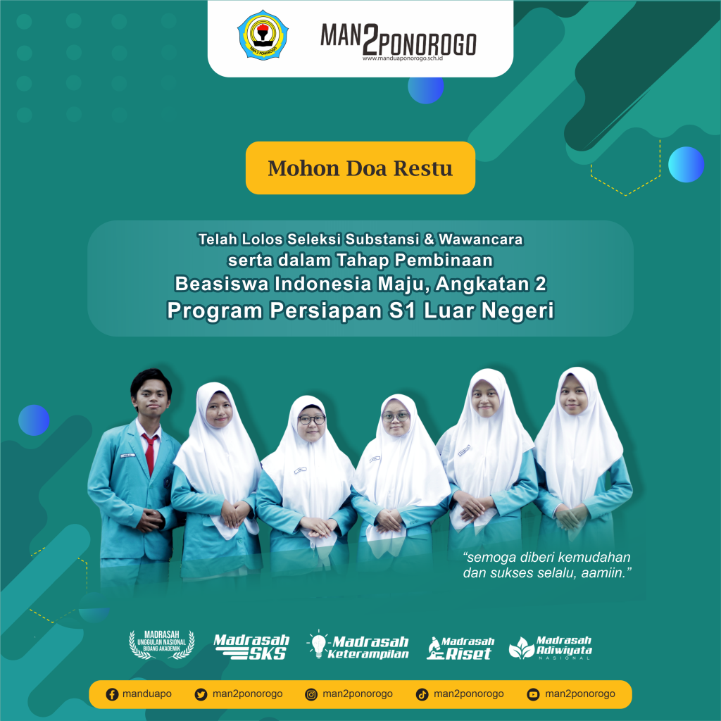 Luar Biasa! 6 Siswa MAN 2 Ponorogo Lulus Beasiswa Indonesia Maju (BIM) Program Persiapan S1 Luar Negeri