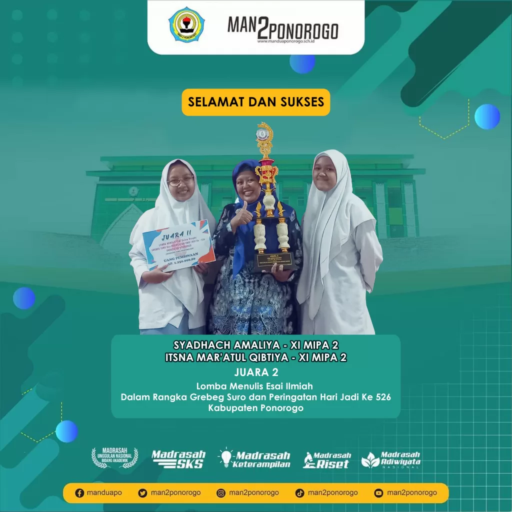 Tim MAN 2 Ponorogo Borong Juara Esai Di Even Grebeg Suro 2022