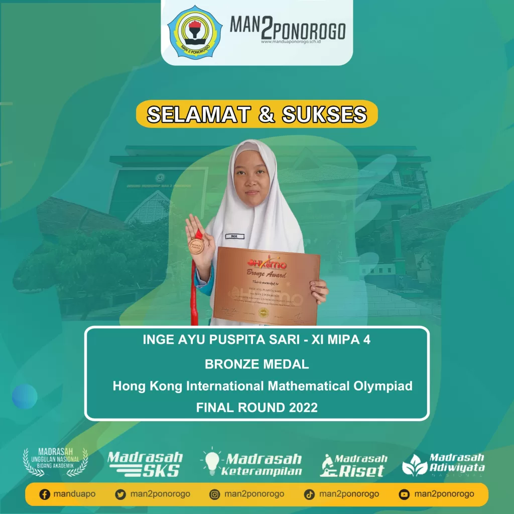 Siswa MAN 2 Ponorogo Tembus Hongkong Internasional Mathematical Olympiad (HKIMO) 2022