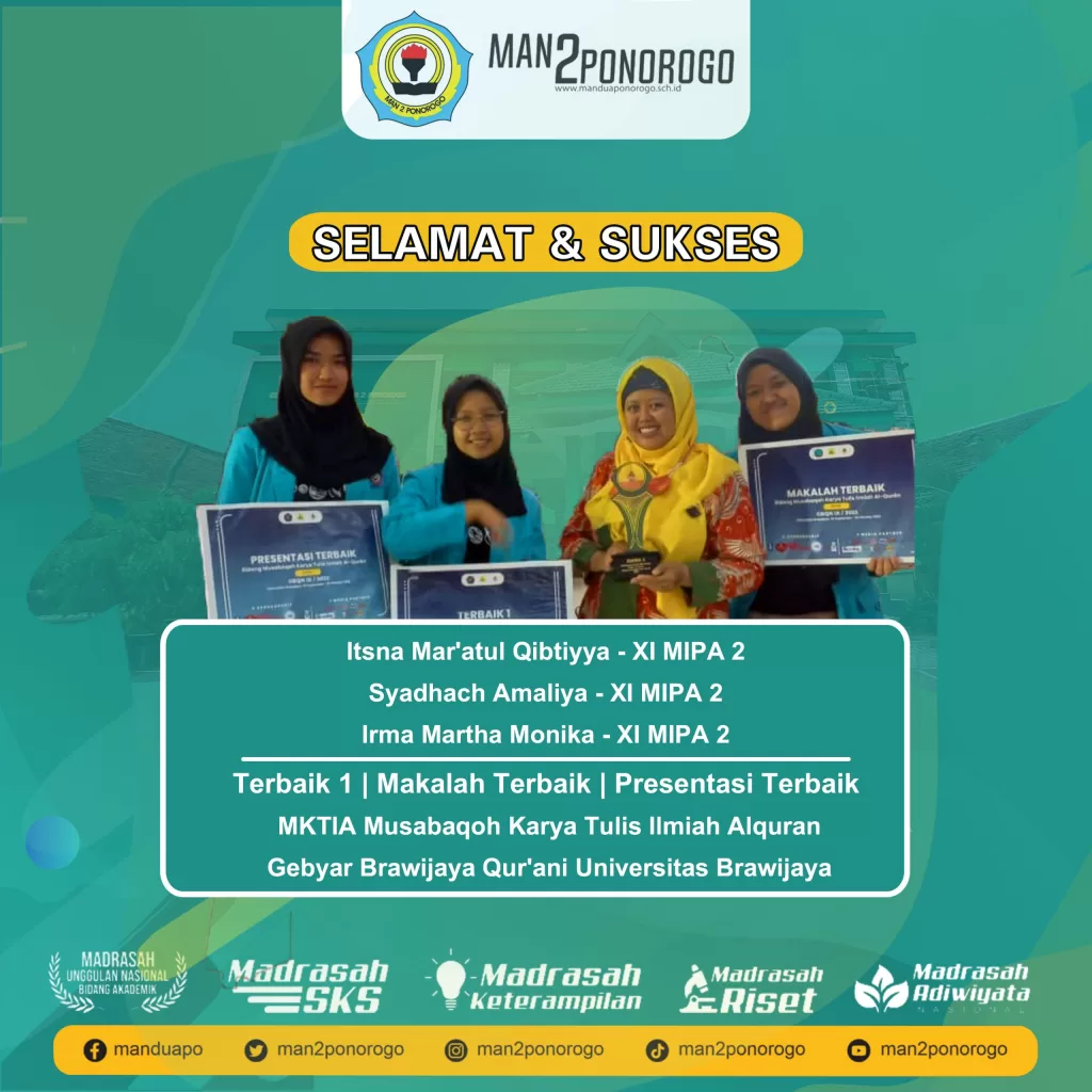 Makalah Karya Siswa MAN 2 Ponorogo Menjadi yang Terbaik di Musabaqah Karya Tulis Ilmiah Al Qur’an Gebyar Brawijaya Qur’ani 2022