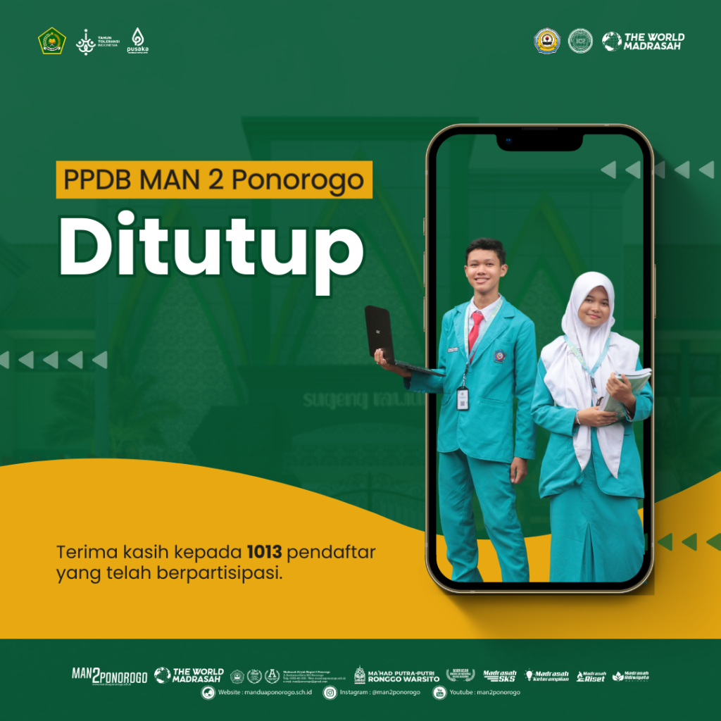 PPDB MAN 2 Ponorogo 2024-2025 telah Ditutup - 6 Mei 2024