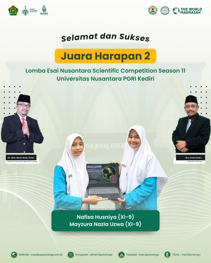 Dua Siswi MAN 2 Ponorogo Raih Prestasi di Lomba Esai Nasional